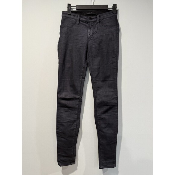 J Brand Pants Womens 25" Navy Super Skinny Jegging Coated Texture Punk Stretch - Picture 1 of 7